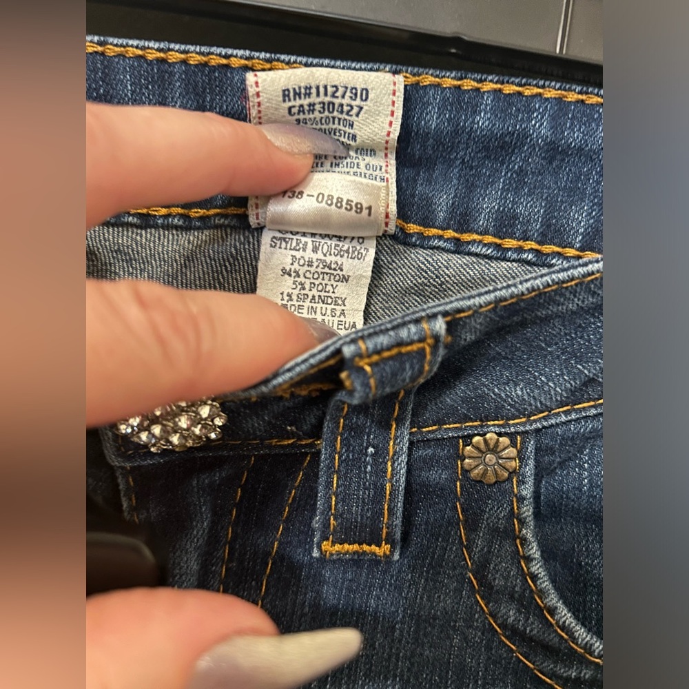 Vintage True Religion Becky Bootcut Women’s Jeans 31 Blue Custom Buttons Flap - Picture 9 of 9